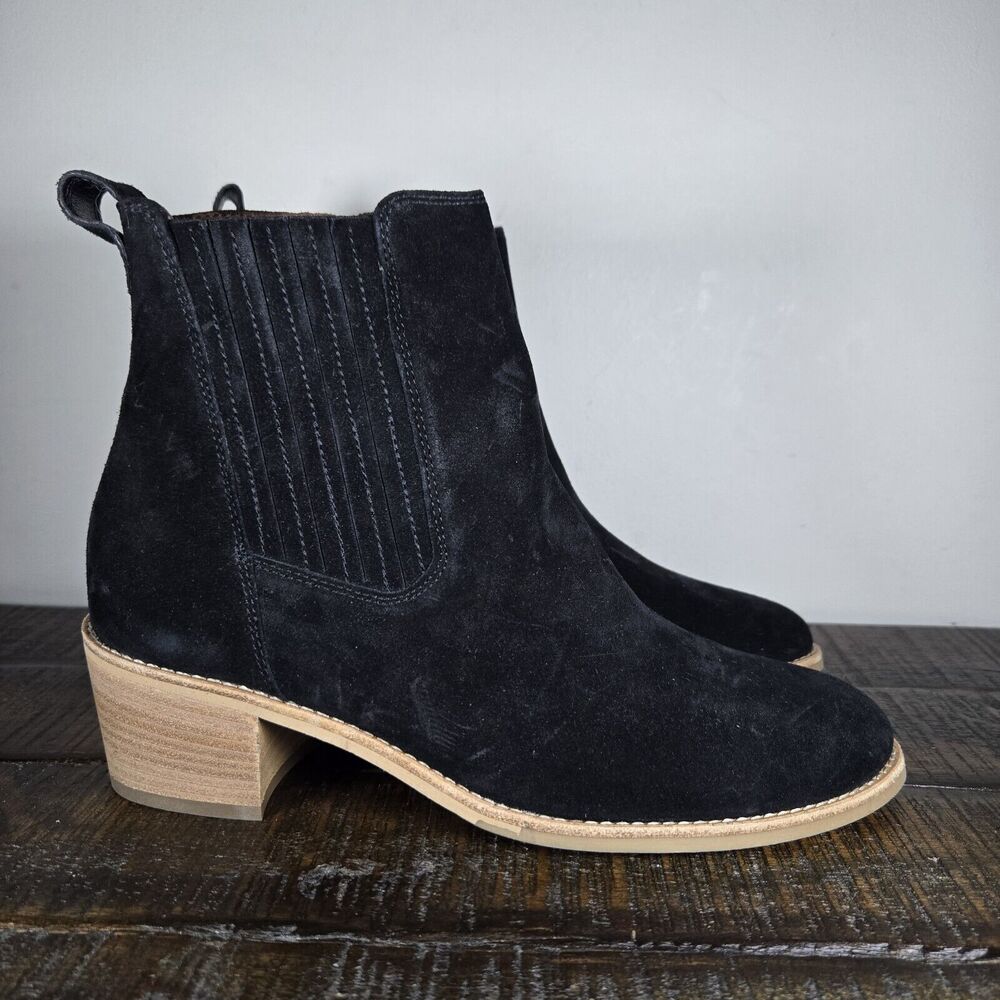 Paul Green Sante Womens Size 7 US Heeled Zip Chelsea Boots Black Leather 4.5 UK